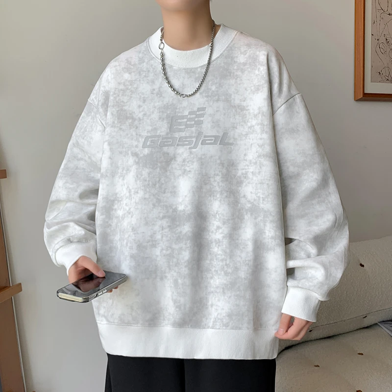 青少年秋季新款潮流休闲百搭长袖卫衣宽松圆领脏脏印花套头打底衫