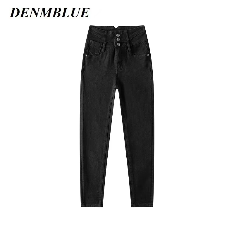 黑色修身铅笔裤【四面弹】显瘦高弹小脚裤女款小黑裤九分休闲牛仔裤