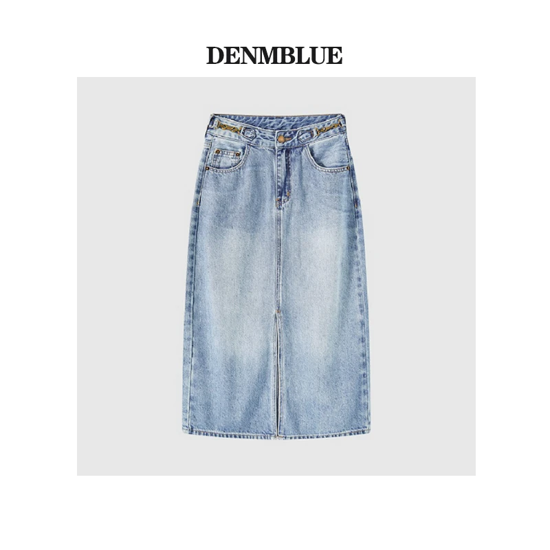 秋季女轻奢气质牛仔裙A字高腰无弹时尚半身裙经典水洗牛仔半身裙