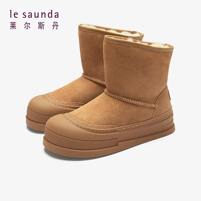 莱尔斯丹2024小暖炉系列时尚加厚加绒保暖厚底雪地靴5T45201F