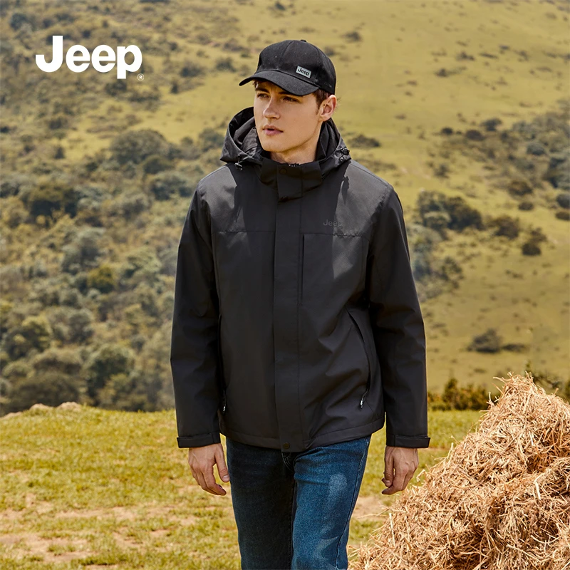 JEEP/吉普旗舰店连帽夹克男秋冬季可拆卸防风棉服青年男士外套