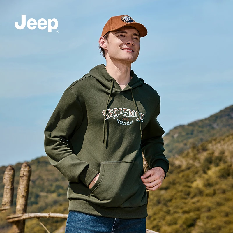 jeep吉普官方旗舰店男士休闲款运动服秋季新款大口袋连帽套头卫衣