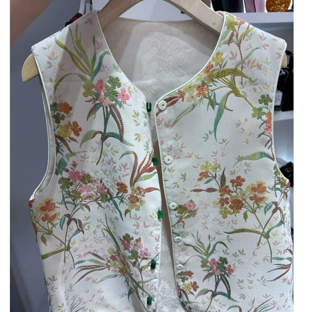 何小荷新款国风马甲时尚马夹双层