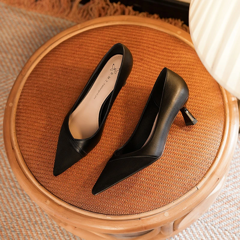法式四季新款尖头细跟晚晚风温柔气质单鞋