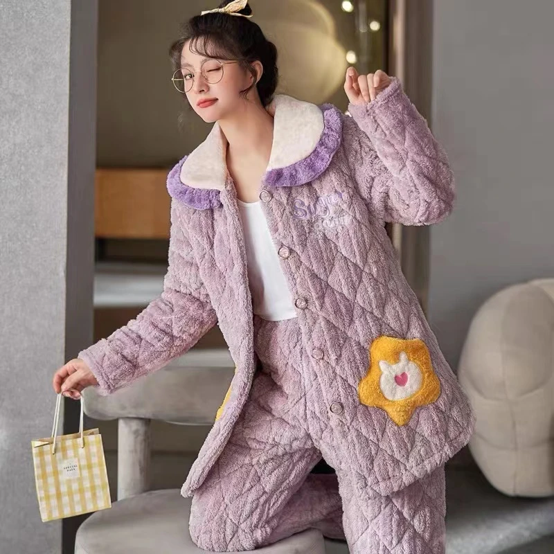 米兔家居服-冬季新款女士三层夹棉星星QD008