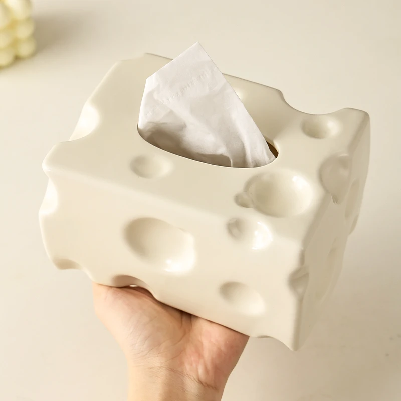 奶酪纸巾盒创意客厅高档轻奢风高级感陶瓷抽纸盒桌面家用摆件装饰