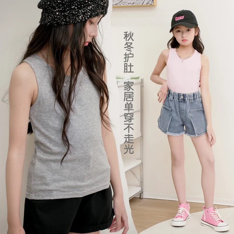 儿童弹力螺纹工字背心薄款无袖t恤夏季男女童装宝宝小童打底背心