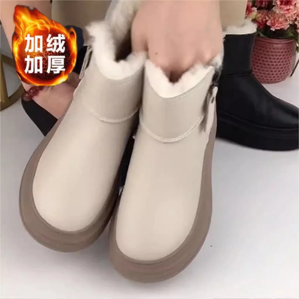 雪地靴百搭2023新款冬季女款加绒加厚防水防滑厚底棉鞋女冬加绒鞋