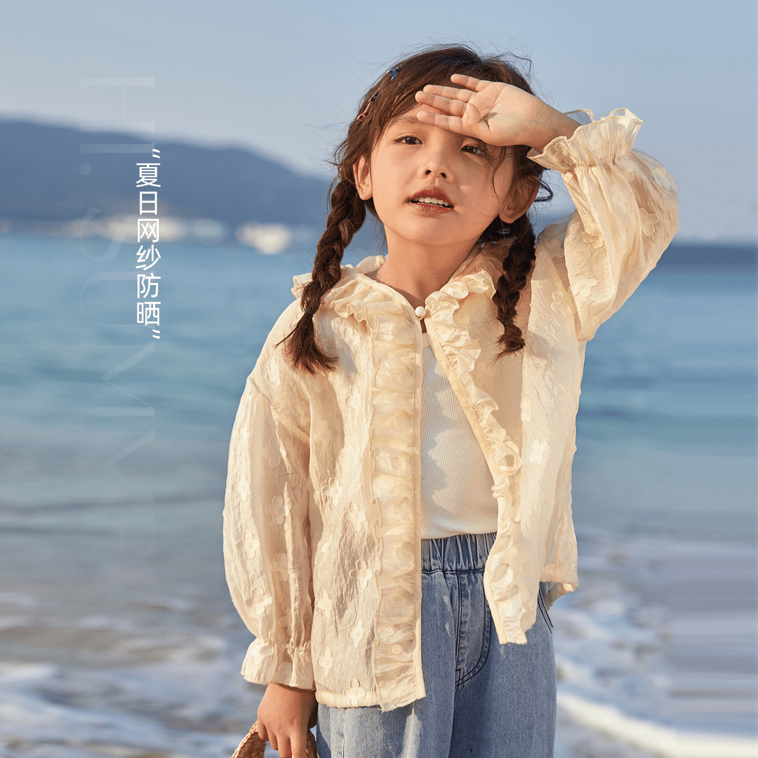 陈大猪【故事的小黄花】夏季休闲女童外套百搭花朵小开衫-DLX37059
