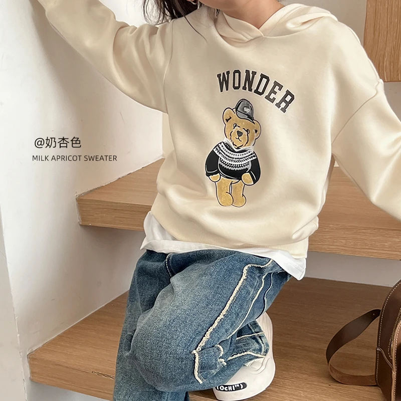 陈大猪 秋季女童小熊连帽卫衣儿童长袖春季时尚-DMQ360089