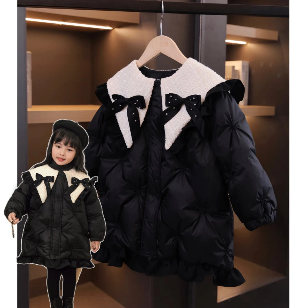 陈大猪【法香轻奢羽绒】小香风女宝荷叶边翻领羽绒服外套 GLD2344