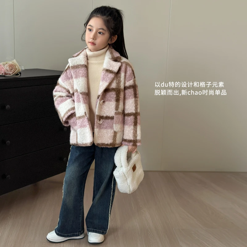 陈大猪女童 西装外套冬季夹棉韩版儿童休闲时髦保暖上衣GFD316004