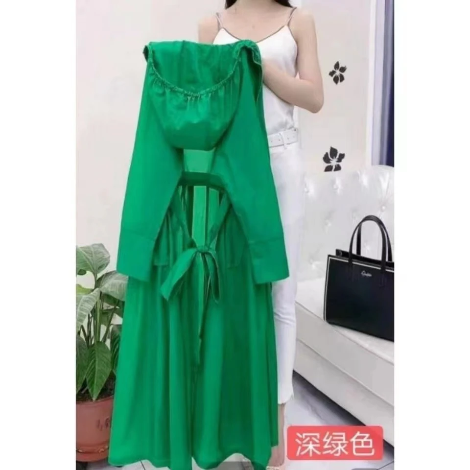 中长款纯色连帽防晒风衣女士时尚休闲百搭外穿显瘦夏季宽松防晒服
