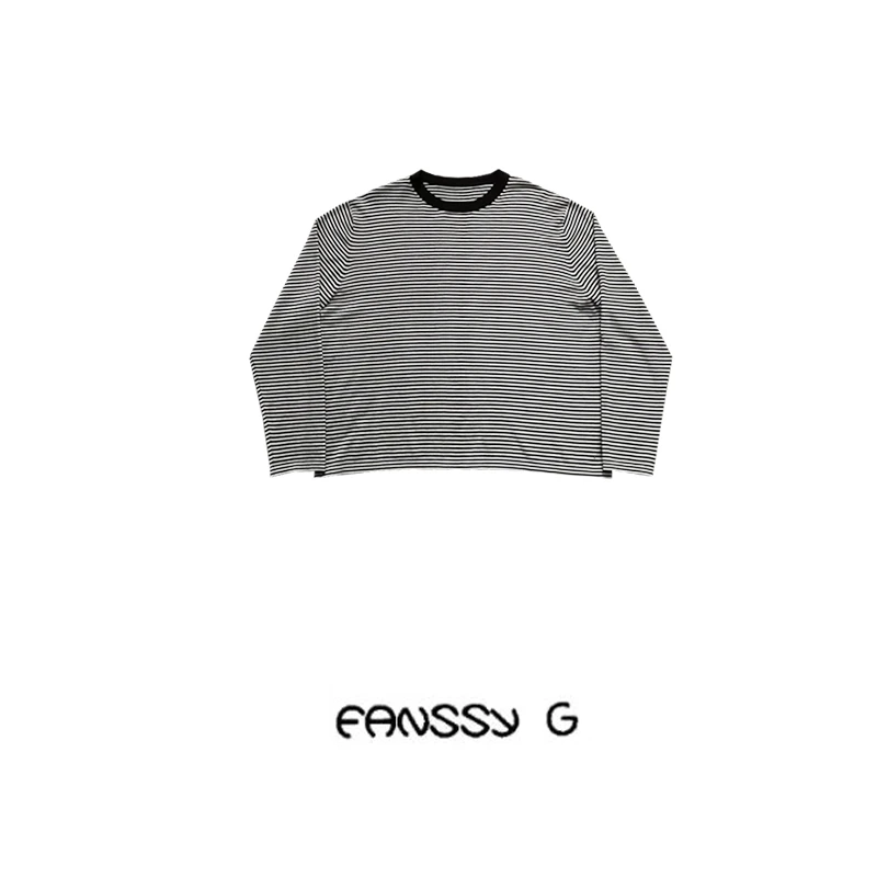 EANSSY G馥罹长袖宽松条纹圆领打底毛衣NA2310D020