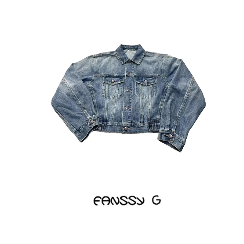 EANSSY G秋冬新款蓝色短款复古水洗牛仔外套NA2401C009