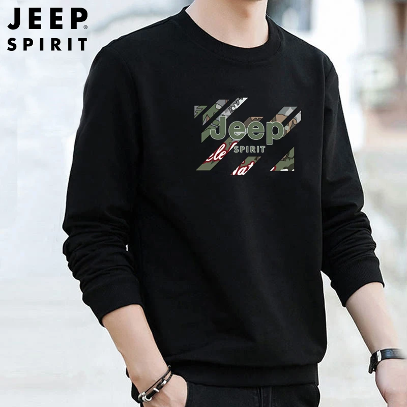 JEEPSPIRIT秋冬新款卫衣男圆领迷彩印花运动宽松休闲长袖套头上衣