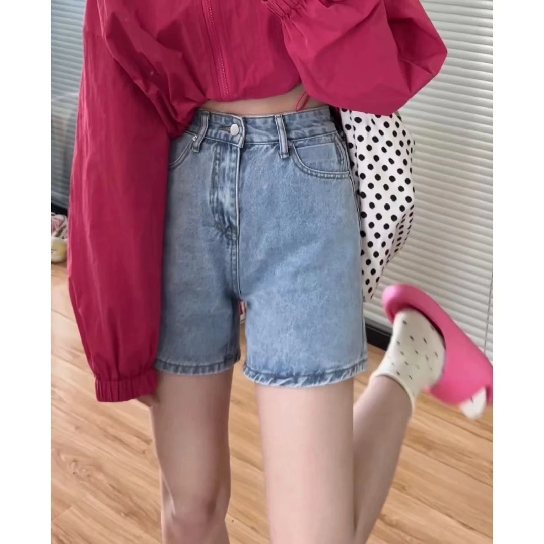 请叫我大韩  《小青春》浅色复古显瘦减龄夏季新款直筒牛仔短裤3151