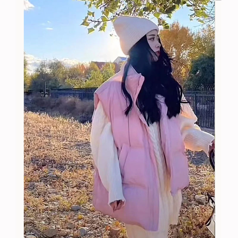 请叫大韩《美学公式》纯色棉服外套女冬季新款保暖叠穿立领马甲7229