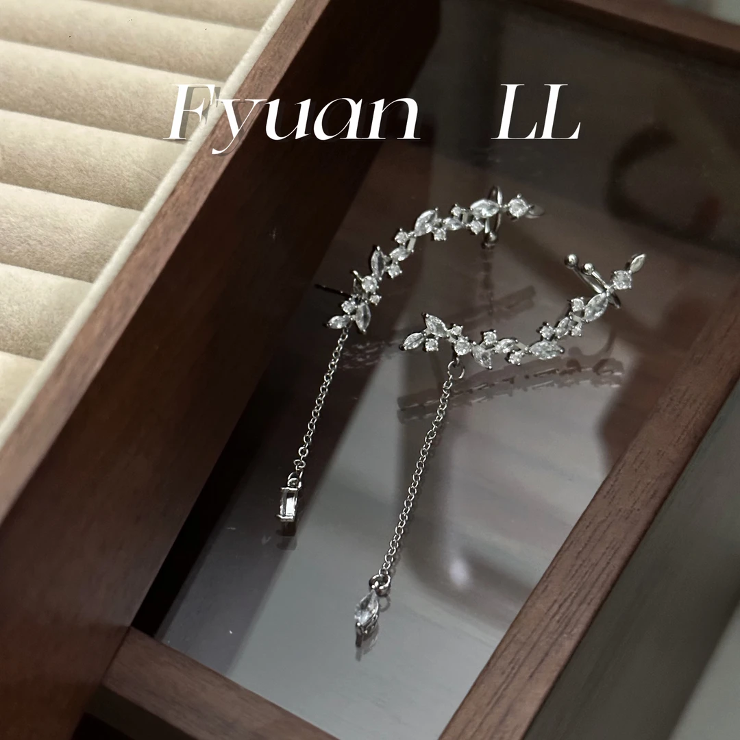 铜合金耳饰 水滴耳坠长款耳骨夹仙气森系超仙精灵耳