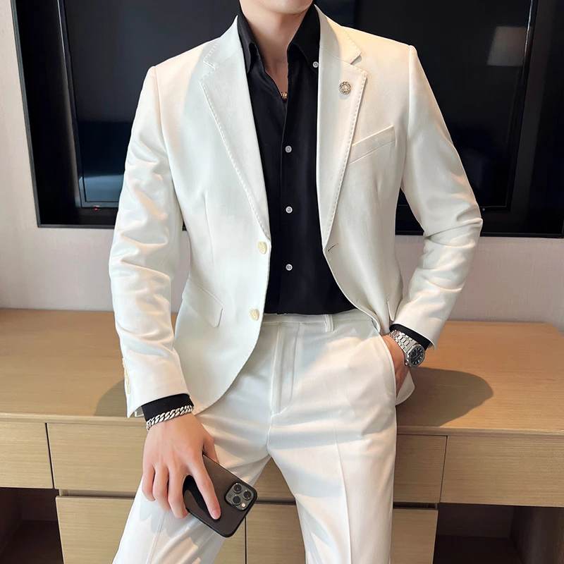 男士西装套装潮流2022新款休闲西服套装男气质潮流痞帅西装LJT812