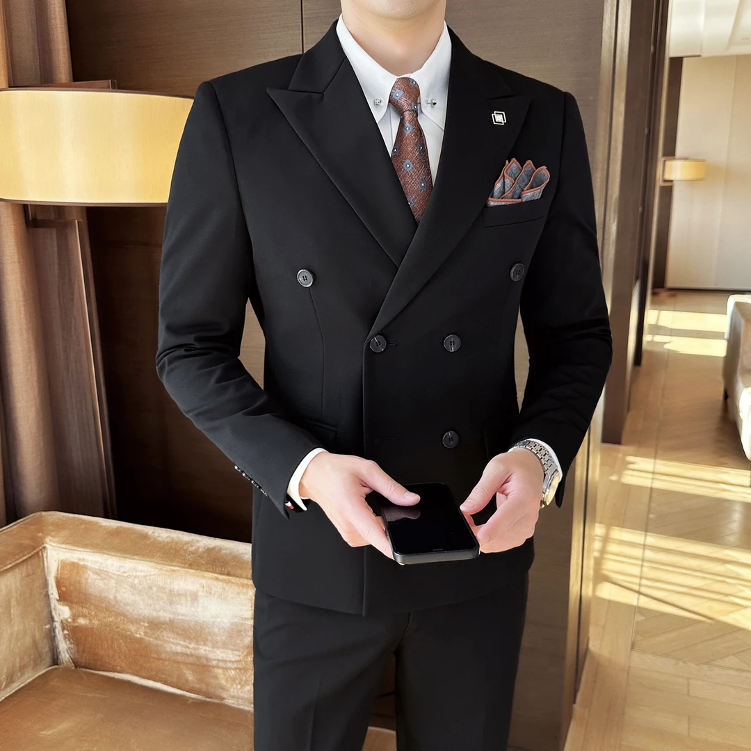 新款男士结婚西装套装韩版修身帅气商务西服套装高端高贵气质1232