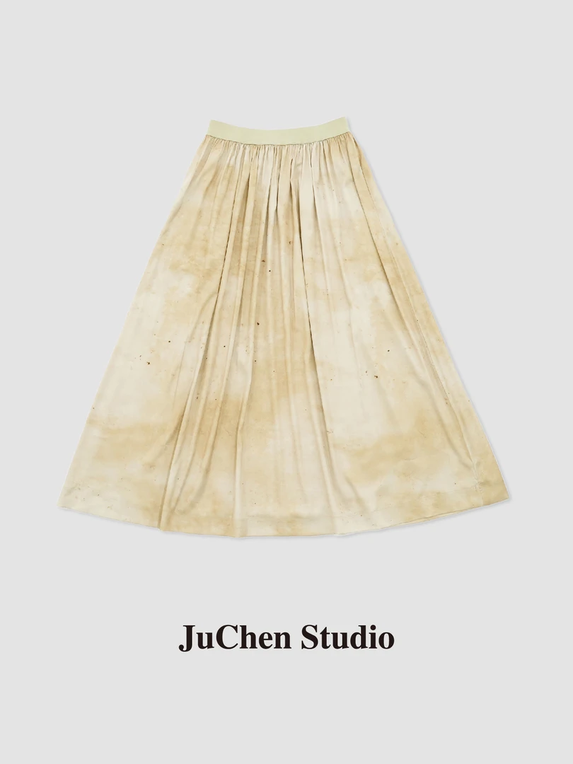 斑驳浮影 春夏薄款松紧腰A摆伞裙半裙 23041004