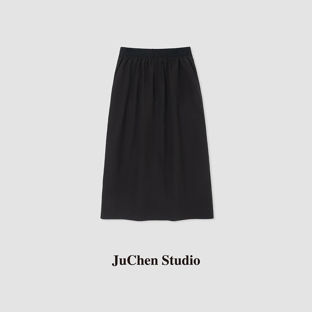 夏日超薄三片式舒柔特轻量日系宽松百搭黑色半裙SS042411