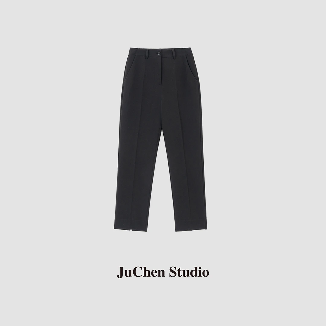 夏日九分小黑裤！轻薄四面弹干练小直筒裤子SS032212