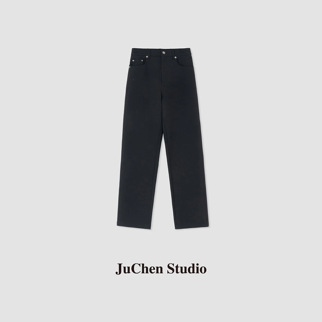 “集优点一身”立体剪裁抗皱好打理巨显瘦直筒休闲裤黑色SS022090