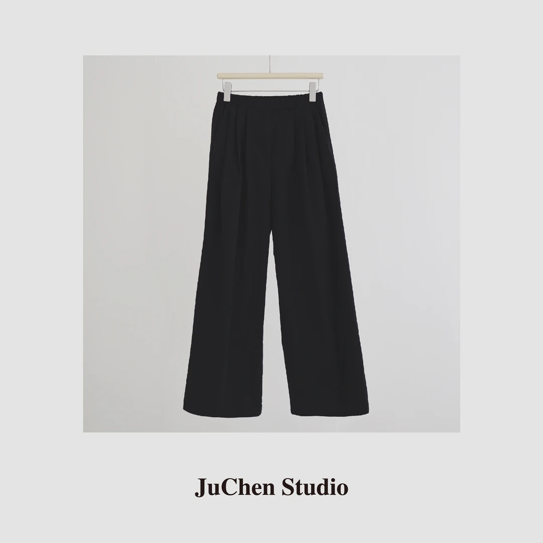 春夏通勤休闲直筒裤百搭垂感显瘦黑色长裤2304950