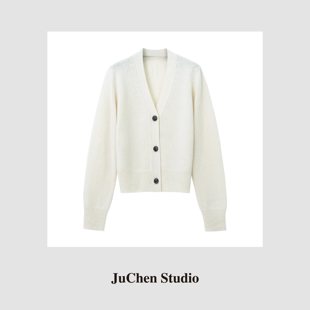 JuChen”奢牌纱线“羊绒羊毛加厚混纺 多色 百搭羊绒针织开衫23068