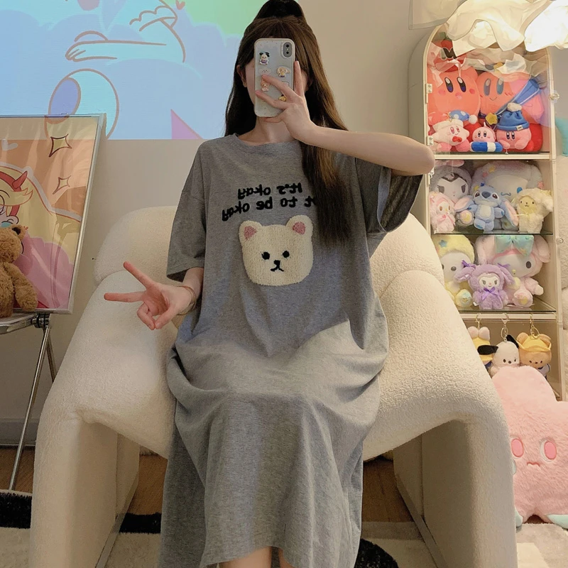 睡裙女款夏季纯棉2025新款爆款高级感短袖宽松大码女士睡衣家居服