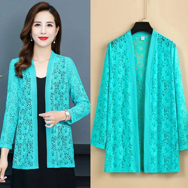 W888蕾丝开衫外搭披肩外套女配裙子上衣坎肩空调衫柔软防晒衣女