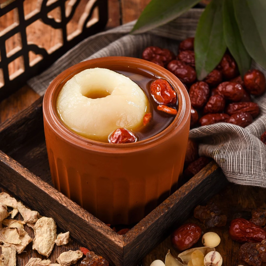 天柱茶礼鲜炖整颗冰糖烤梨银耳羹红枣枸杞老冰糖开袋即食