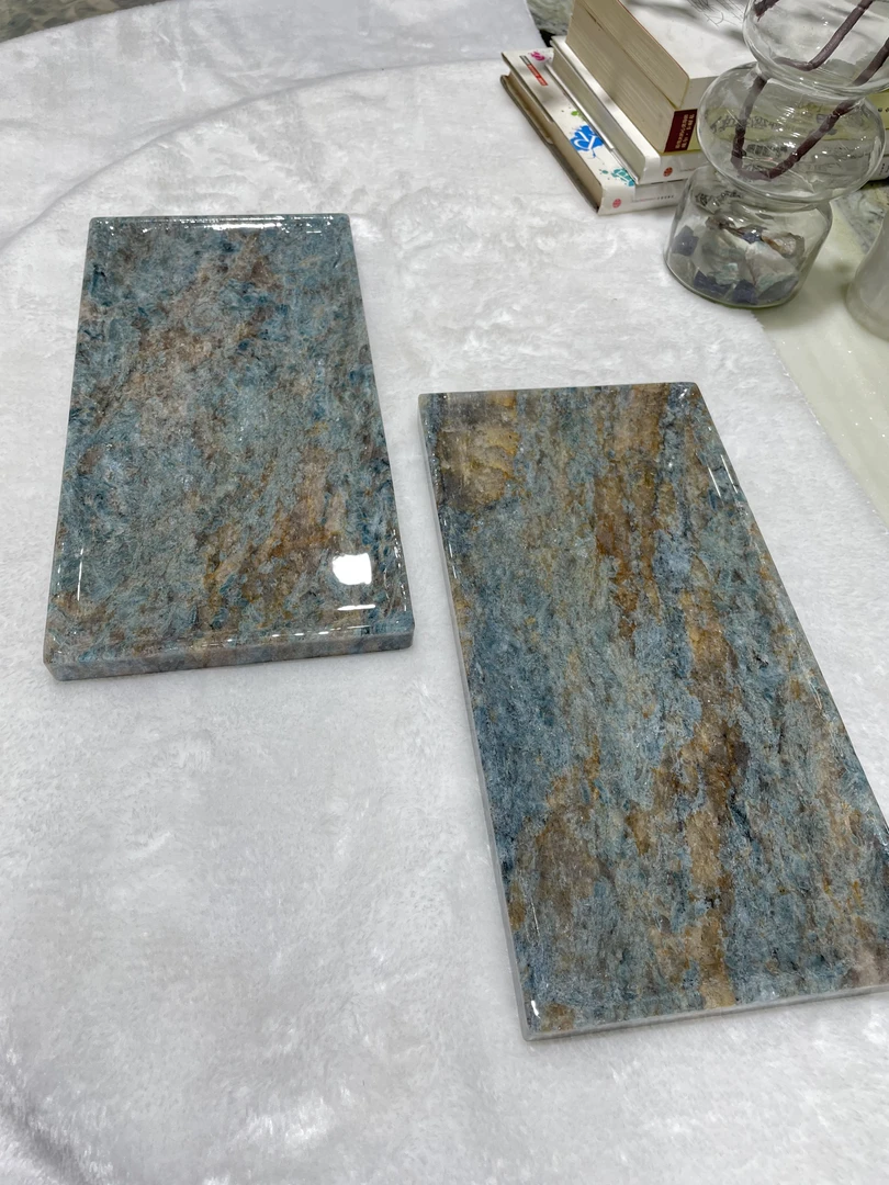 轻奢现代简约大理石亚马逊蓝托盘洗手台收纳创意家居摆件首饰盘