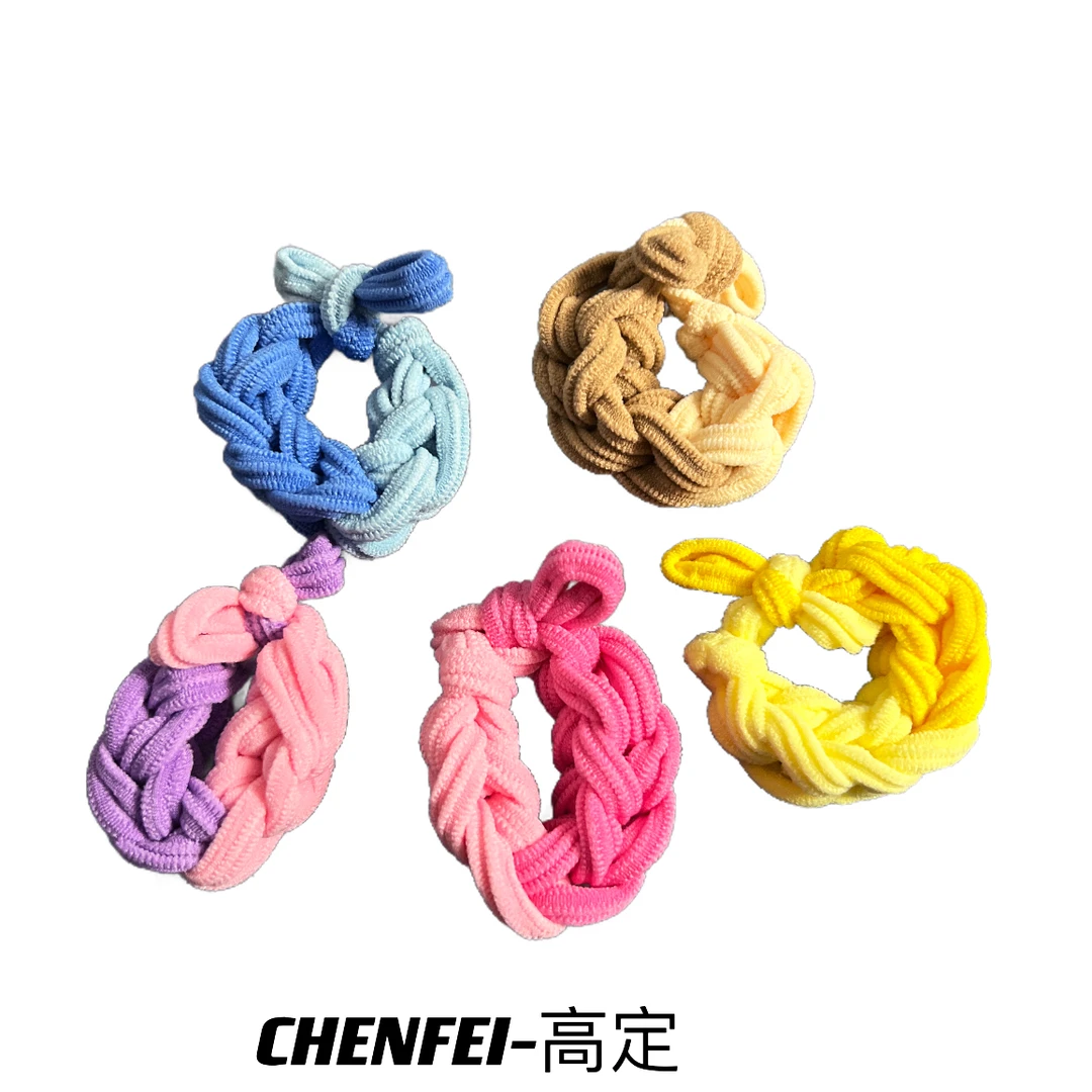 5根装多巴胺撞色编织加粗皮筋扎发高弹力耐用扎马尾发绳头绳1942