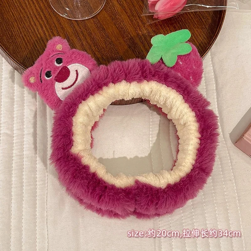 可爱草莓熊毛绒发箍洗脸头箍发带头捆发圈手腕带儿童发卡头饰1419