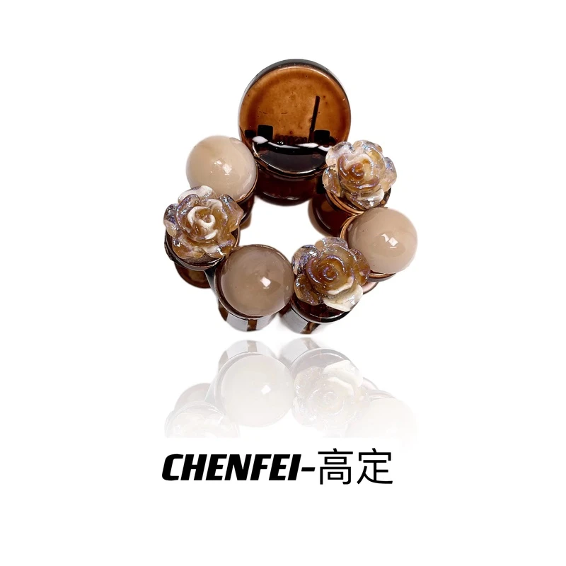 A约3cm玫瑰花抓夹女气质时尚马尾固定夹新款半抓发夹百搭头饰1530