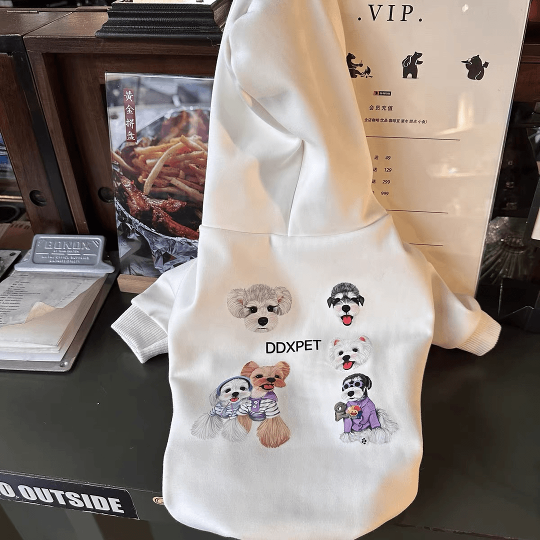 果汁朋友圈狗狗秋冬加绒衣服雪纳瑞比熊泰迪柴犬西高地宠物卫衣