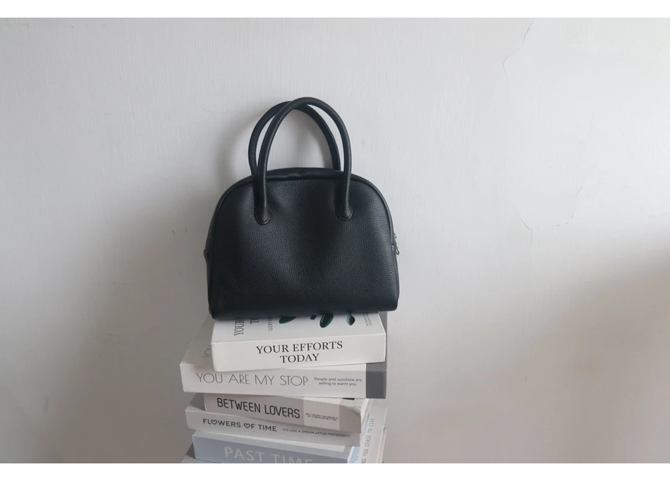 软糯真皮包-里外全头层皮波士顿牛皮包手提包