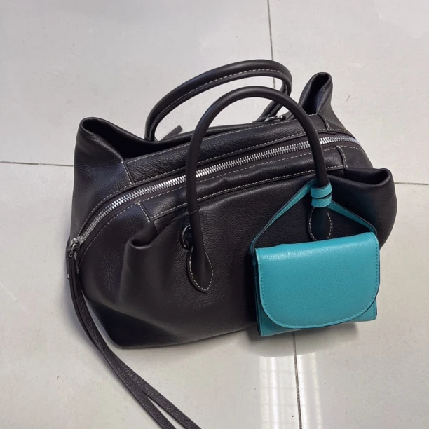 小微瞎*牛皮小托特包手提单肩真皮包