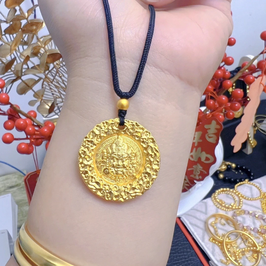 铜合金吊坠 精工古法吉言黄财神实心吊坠时尚精致百搭暴卖
