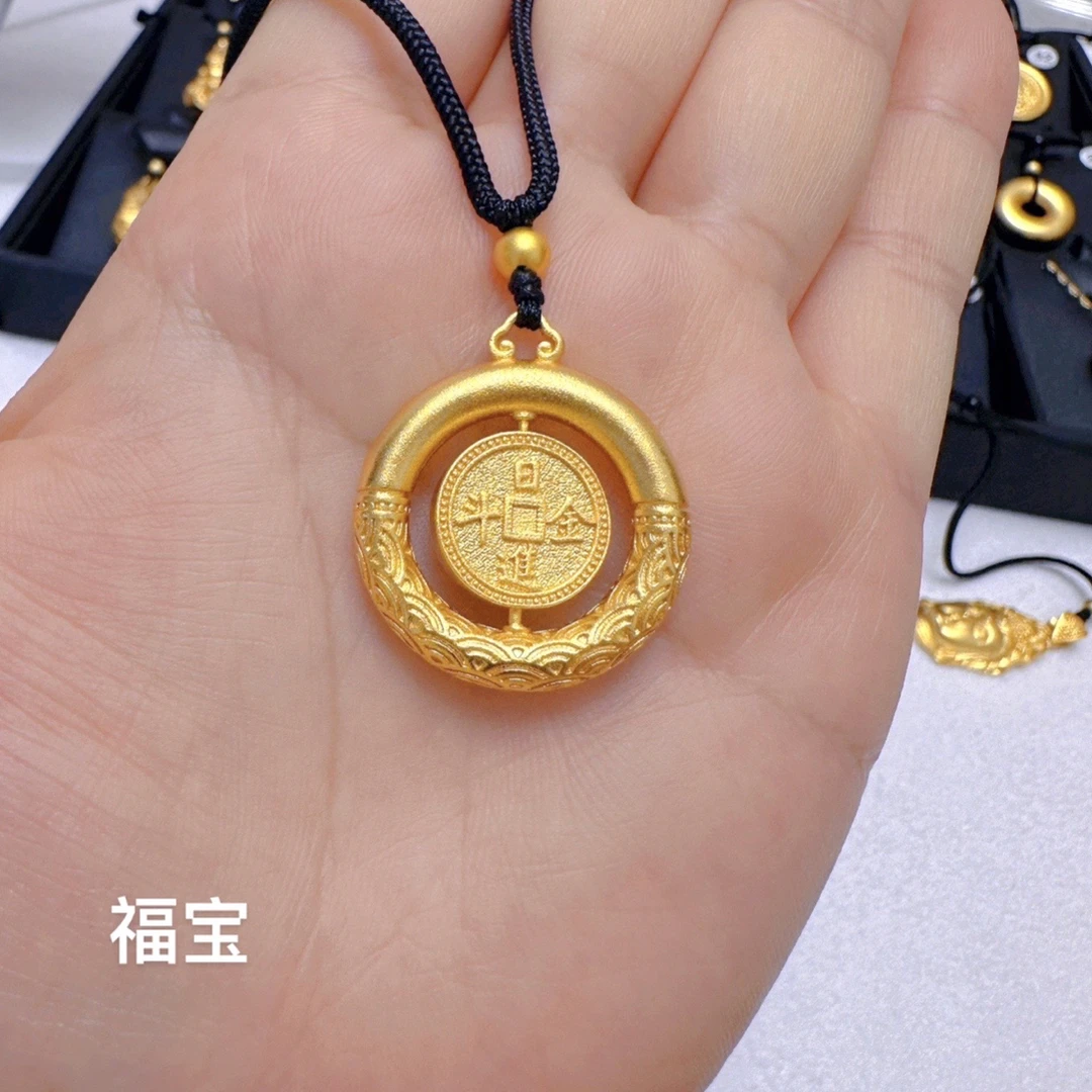 铜合金吊坠 日进斗金平安扣可旋转男女款吊坠精工版
