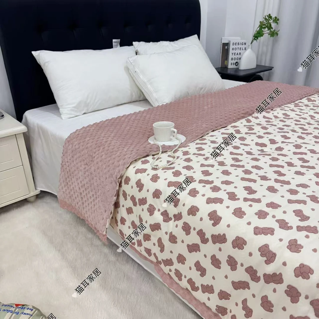 【手伴熊】200*230cm保暖加厚豆豆绒被简约透气标准豆豆被