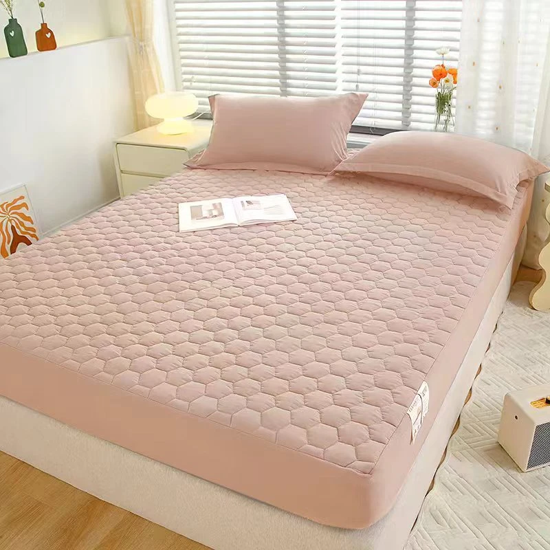 【床笠-蜂窝-粉】亲肤舒适绒防水防滑加厚罩床防滑床床笠180*200cm