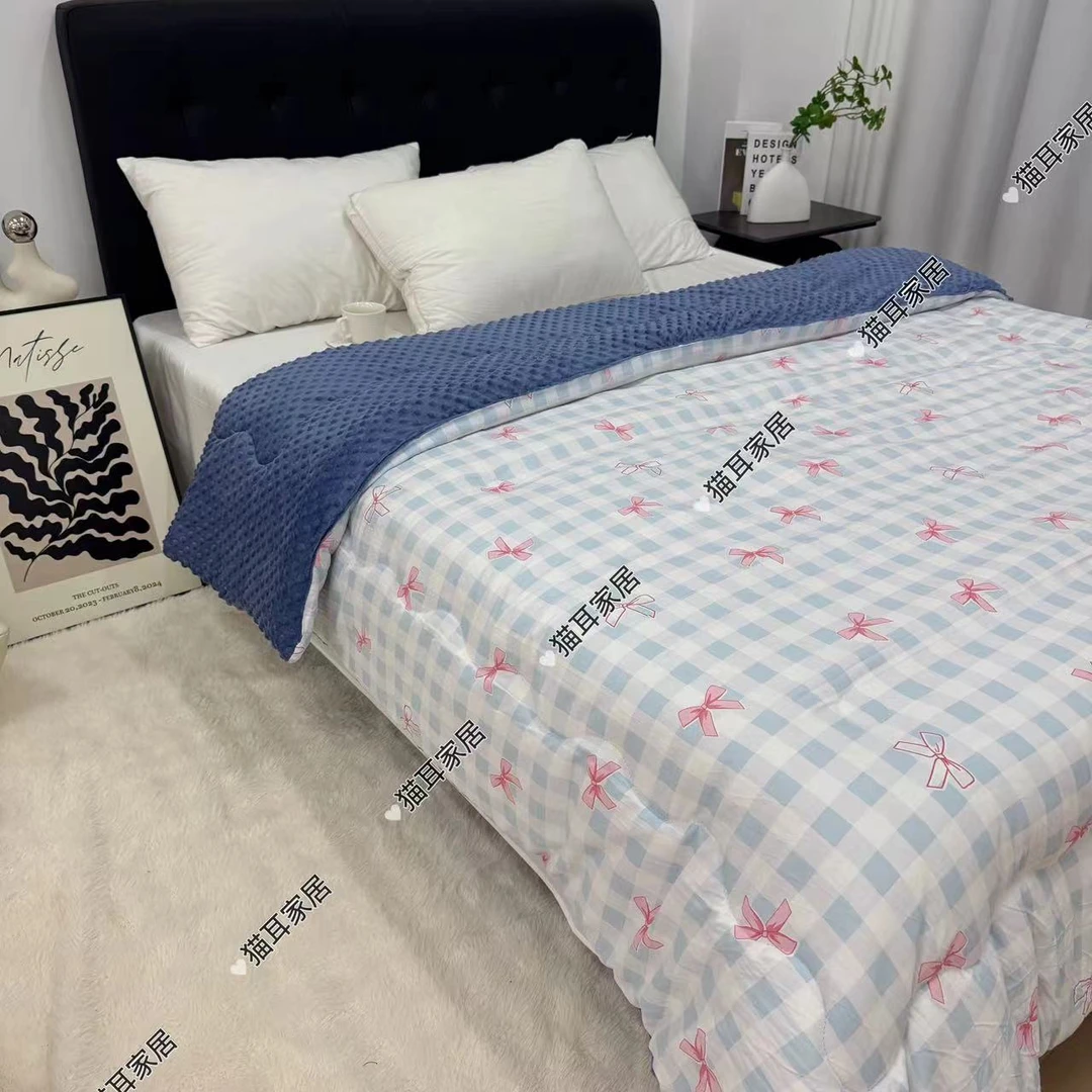 【少女时代】200*230cm保暖加厚豆豆绒被简约透气标准豆豆被