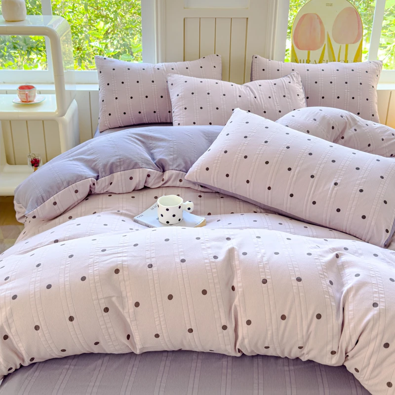 【小波点】200*230cm轻奢柔软丝滑针织透气云纱棉四件套