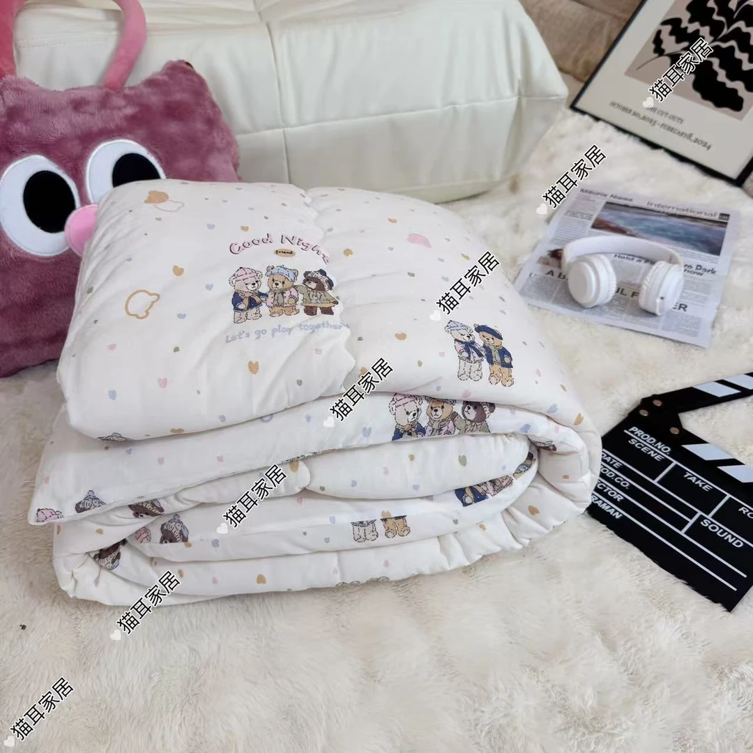 【小熊学院】120*150cm保暖舒适亲肤柔软加厚针织棉大豆被