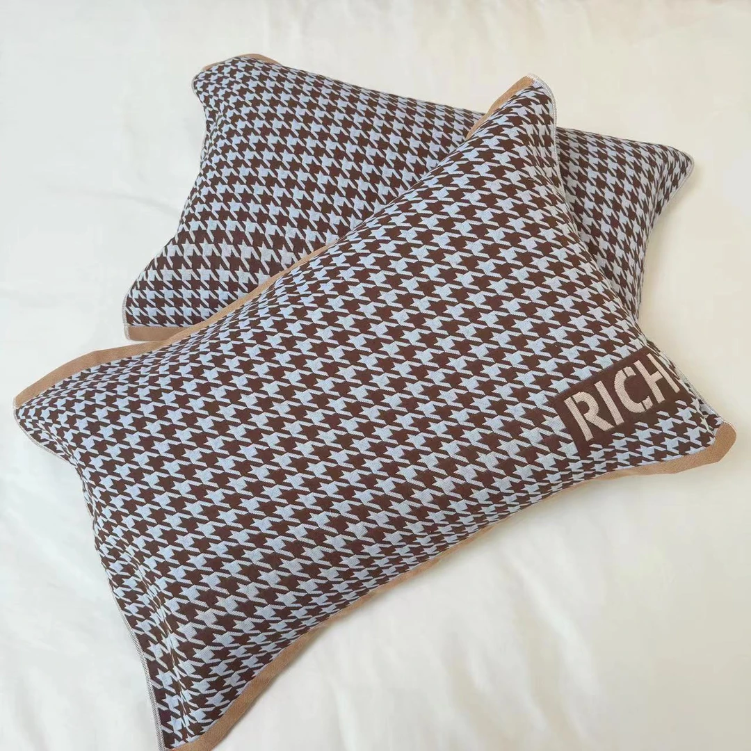 【千鸟格】52*78m一对装精梳棉成人枕巾加厚