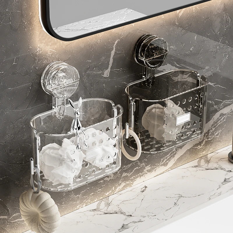 吸盘壁挂洗脸巾收纳盒卫生间废弃面巾回收置物盒子浴室挂墙收纳篮